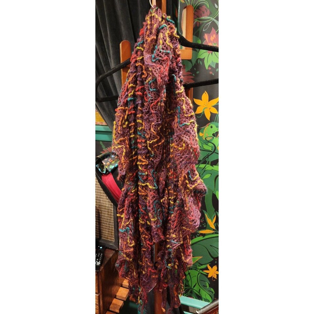 Colorful Ruffled Bohemian Knit Scarf By Studio S